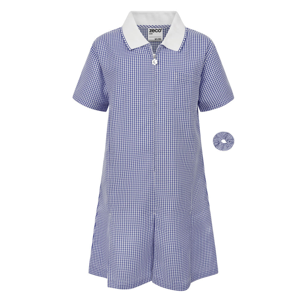 Stoke Bishop C of E Primary School Gingham Check Dress-Blue/White