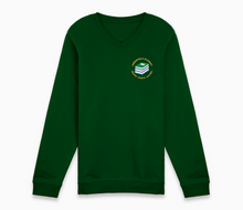 Load image into Gallery viewer, Greenfield Academy V-Neck Sweatshirt -Bottle Green
