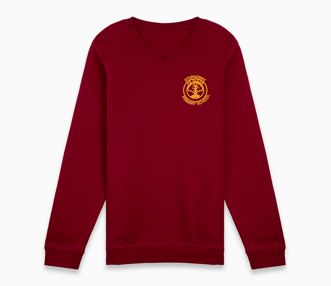 Stornoway Primary School V-Neck Sweatshirt - Dark Maroon