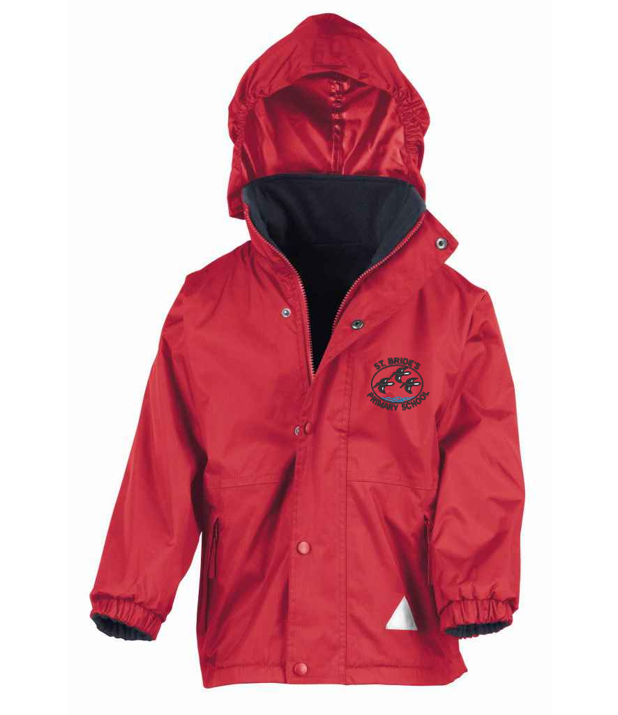 St Bride's Primary School Waterproof Jacket - Red/Navy